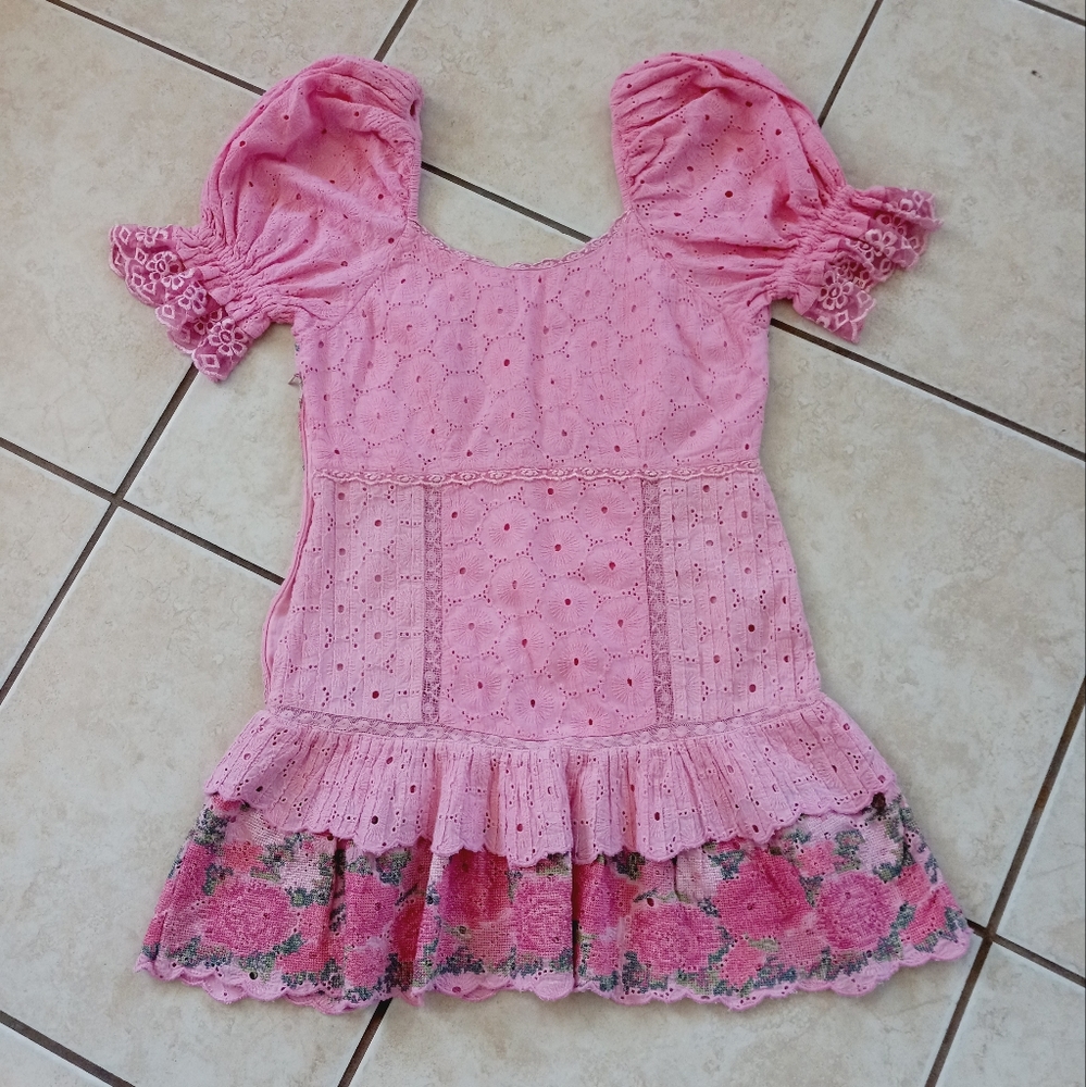 LoveShackFancy Pink Eyelet Floral Mini Dress - Picture 8 of 16